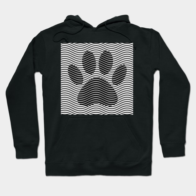 Dog Paw Print On Black And White Waves Hoodie by Braznyc